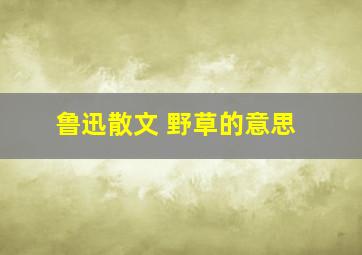 鲁迅散文 野草的意思